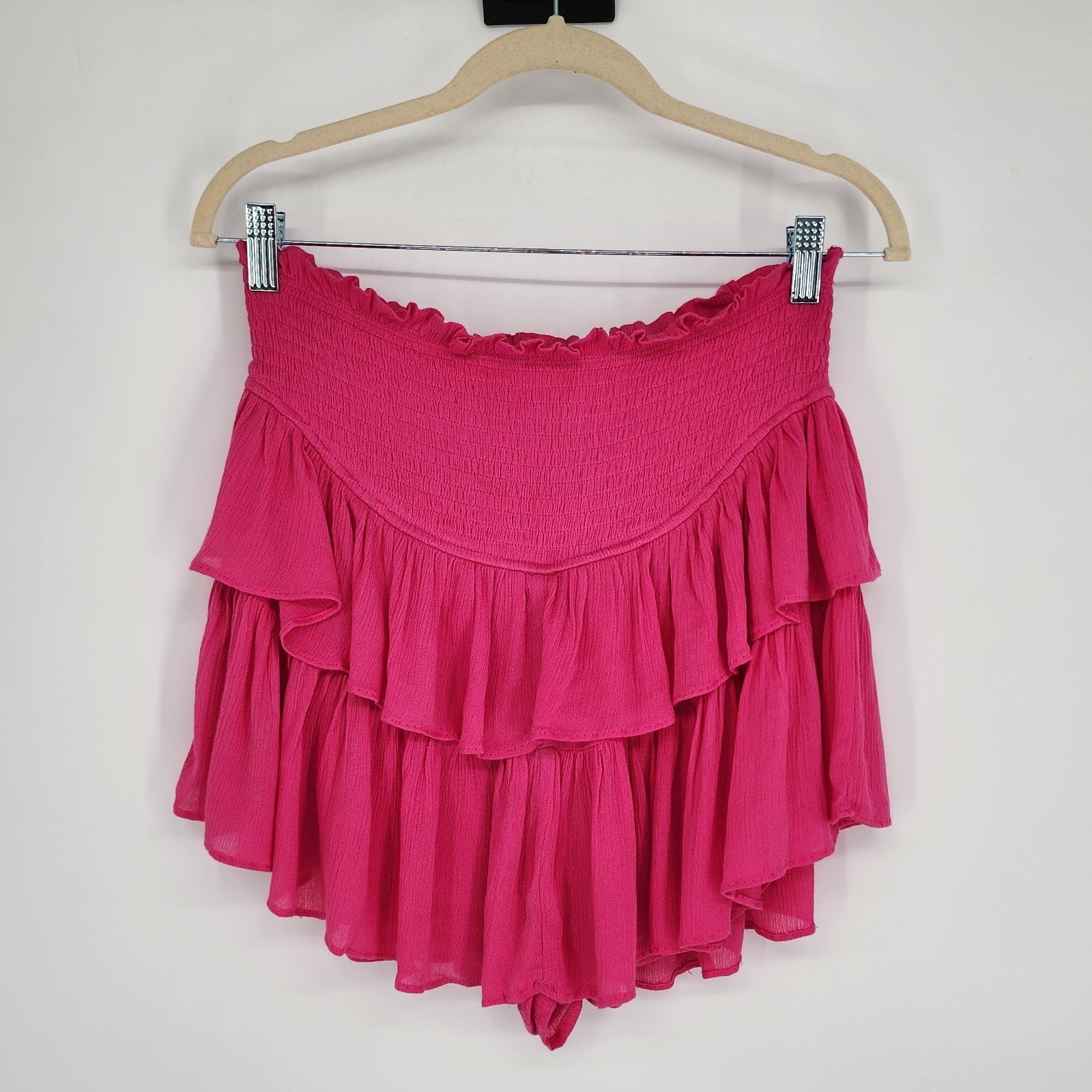 Womens Romantic Ruffle Mini Skort Small Coquette Beachy Fairy Tropical Smocked